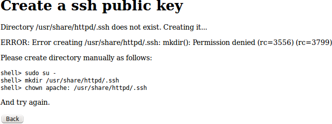 Ssh key creation leads to an error
